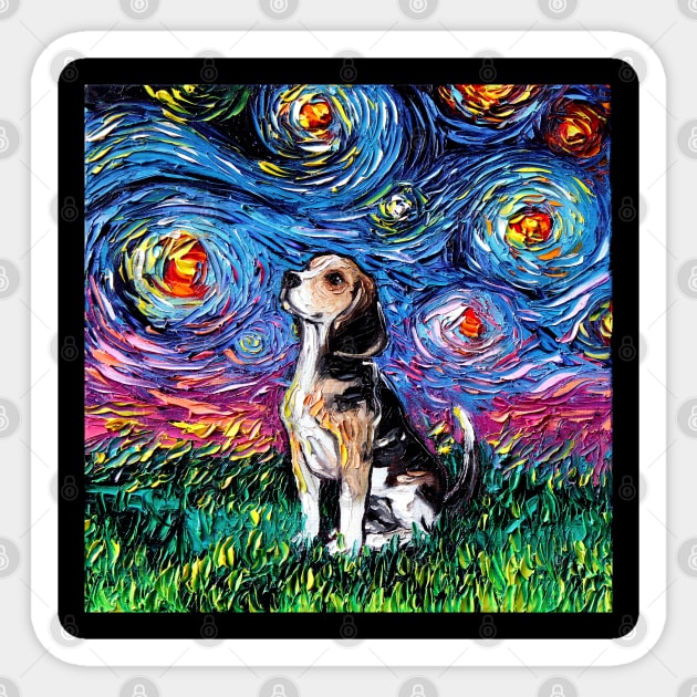 Beagle Night Sticker by sagittariusgallery